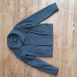 (XXS) Aritzia TNA Wool Blend Button Up Hoodless Coat Cozy Warm Classic Jacket